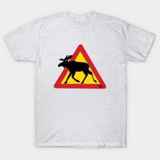 Moose Warning Sign in Finland T-Shirt